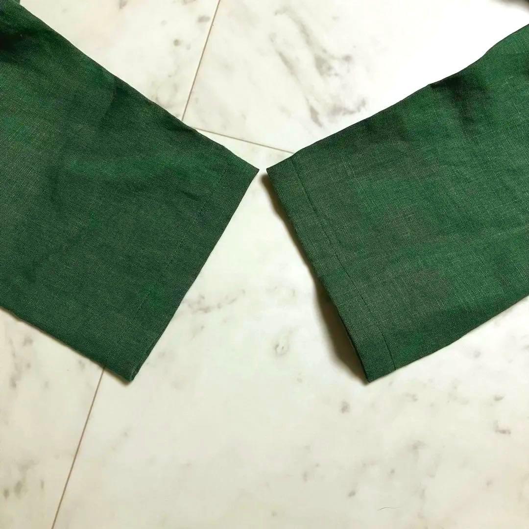 nuno.ヌーノ泉谷恭子 フリル リネン ビックカラー グリーン サロペット