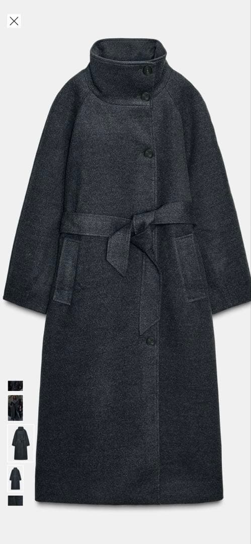 ZARAソフトハイネックベルトコートXS新品未使用