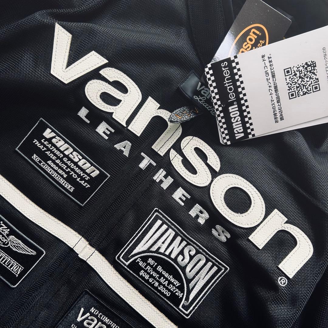 ★正規 VANSON VS25105S BK/WH メッシュライダースジャケット