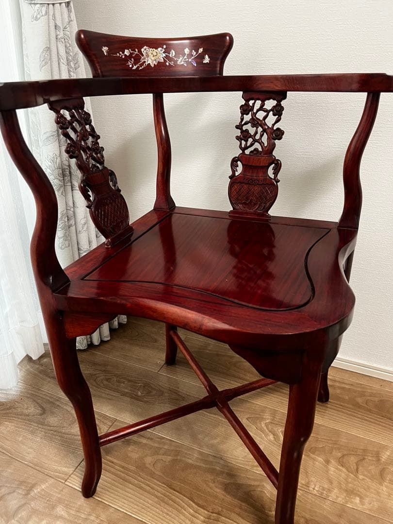 中国螺鈿家具セット 2脚の椅子+テーブル