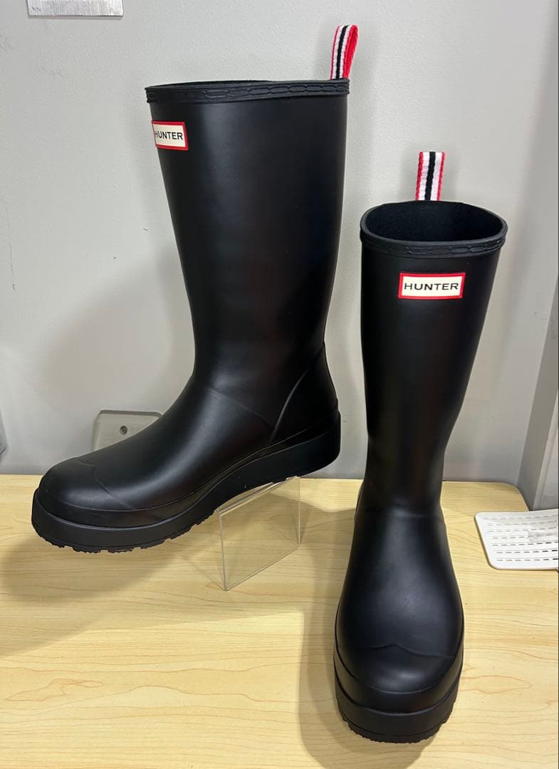 26.5〜27㎝★美品HUNTERショートレインブーツUK8ハンター長靴 プレイ