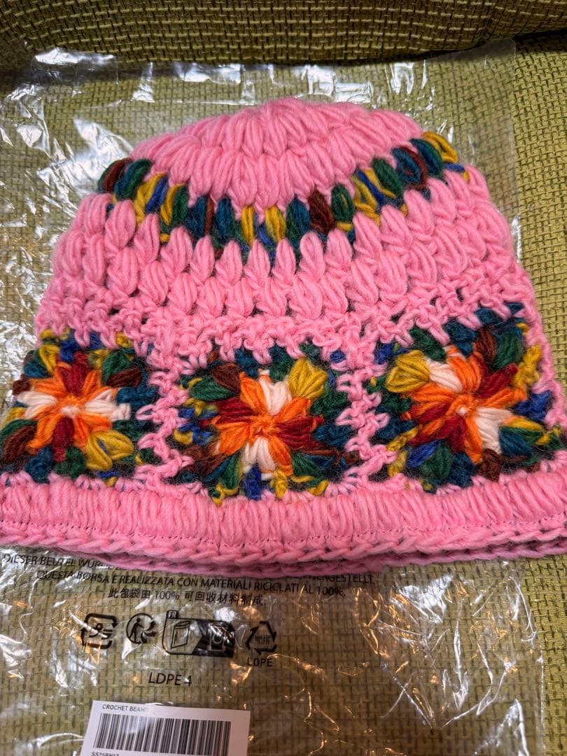 Supreme ピンク ニット帽 グラニースクエア