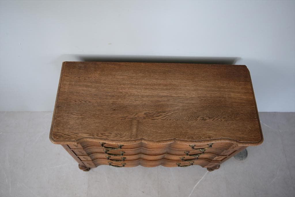 フランスアンティーク猫脚4杯ドロワー/木製チェスト/タンス/飾り棚(90-94)