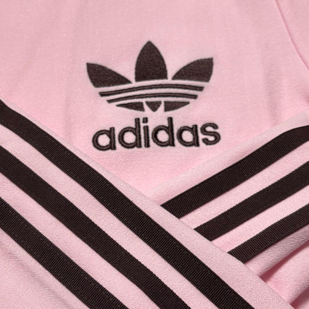 新品XL⭐️韓国限定 adidasトラックジャケット 刺繍ロゴ ピンク×ブラウン