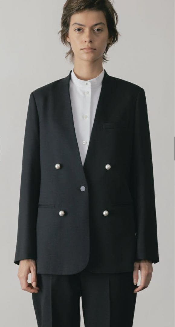 【美品】CINOHパールボタン　ジャケット　黒