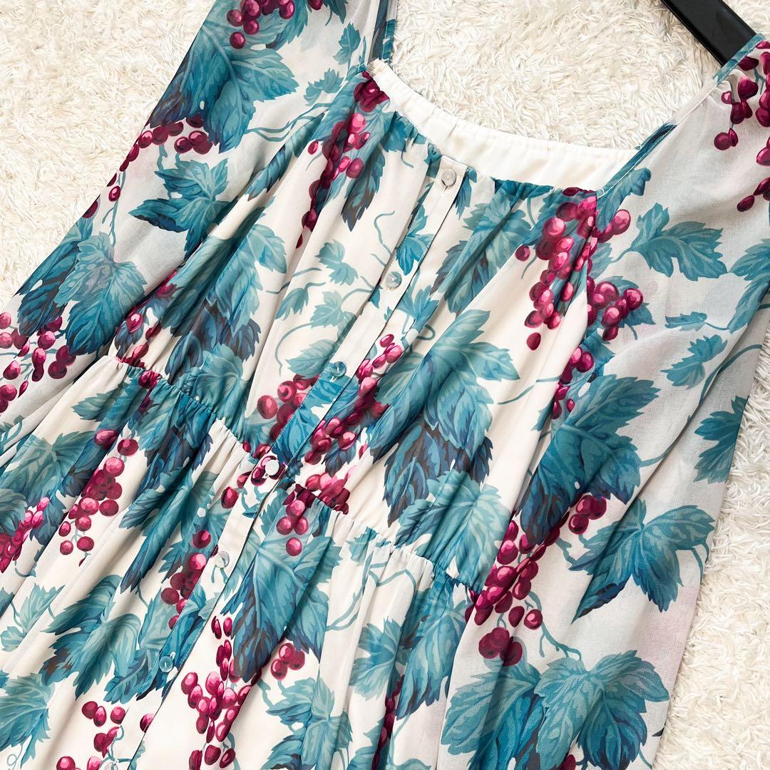 専用グレースコンチネンタル グレーププリントティアードワンピース ぶどう柄　38