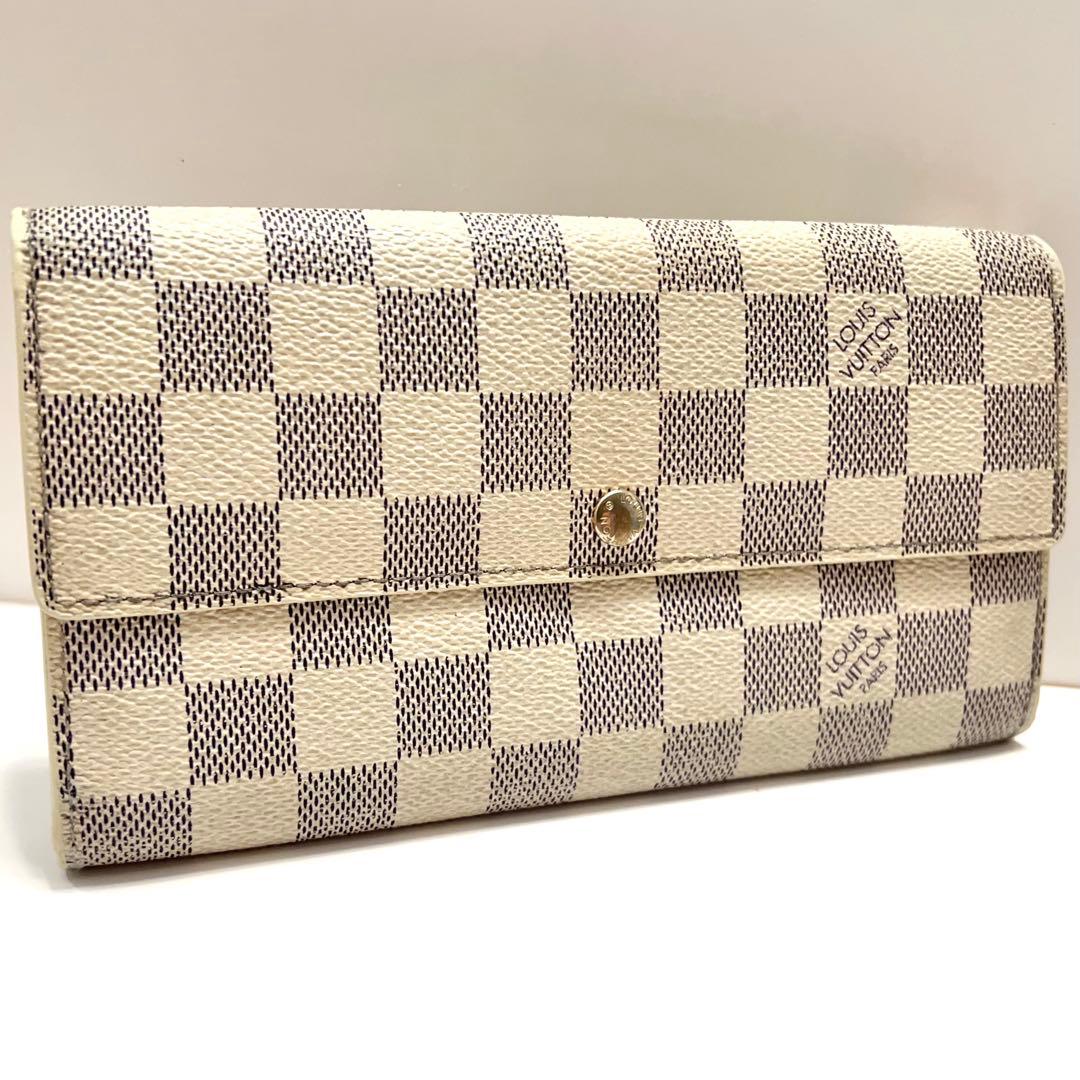 ルイヴィトン ダミエ アズール ポルトフォイユ サラ 長財布 N61735 白