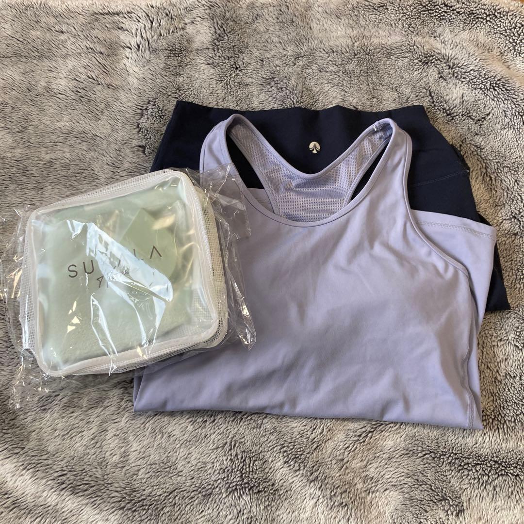 ホットヨガウェア　紫×ネイビー　Lサイズ