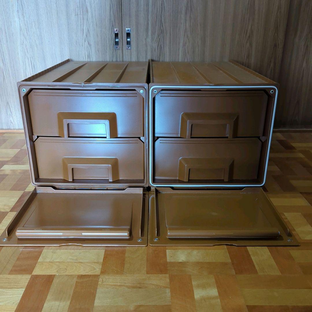 さくら様タッパーウエア スーパーチェスト ロング 2段 ブラウン 2個セット