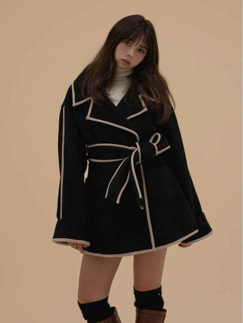 ジャケット・アウター andmary Ange wool short coat black