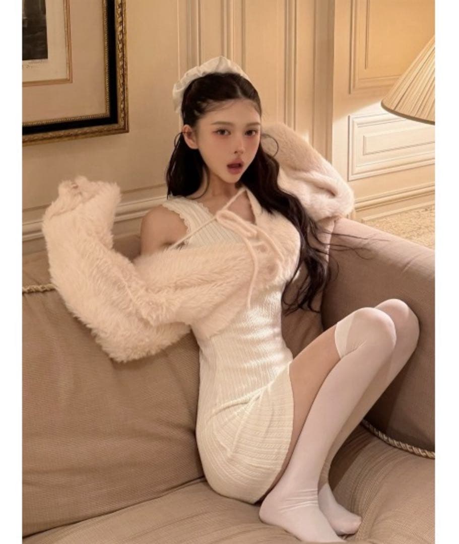 ダーリッチ Darich ケーブルニットソーセットミニワンピース フリーサイズ