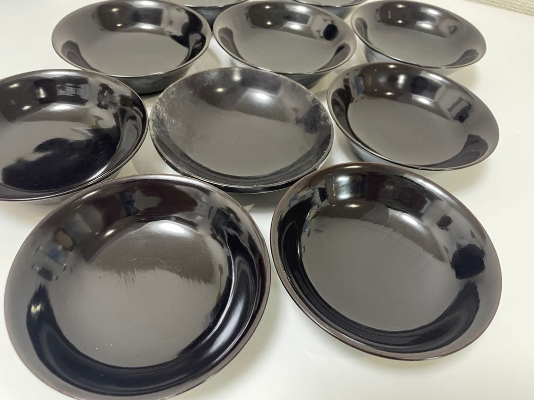 黒漆器 黒漆 内黒塗 漆器 吸物 懐石椀 煮物椀 10客 唐草柄 アンティーク