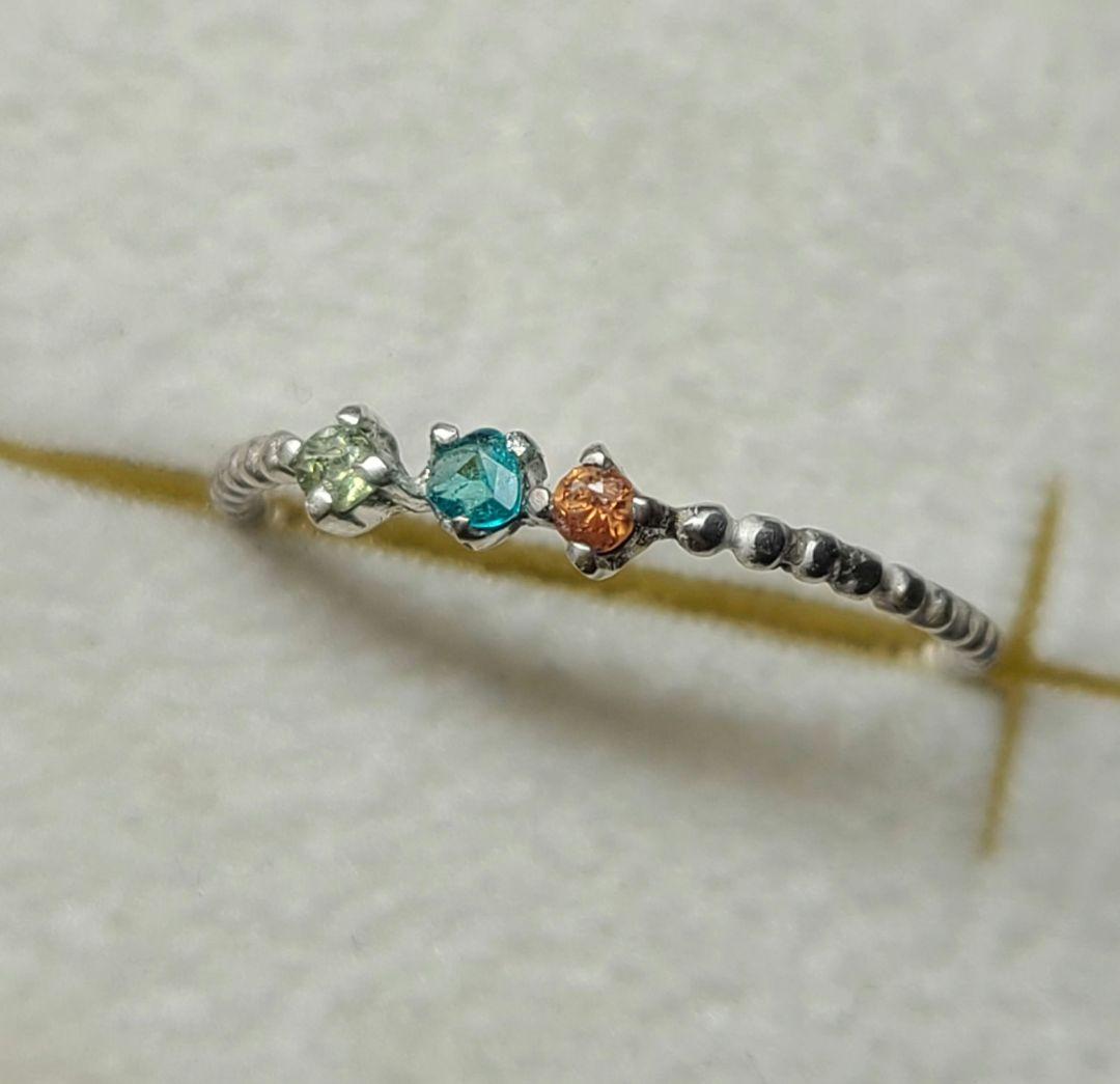 WINGS★バターリャパライバトルマリン&マルチカラーサファイアリング★