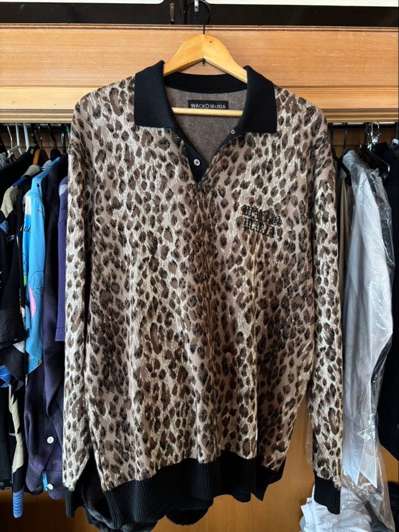 WACKO MARIA ワコマリア　ポロシャツ　長袖　レオパード