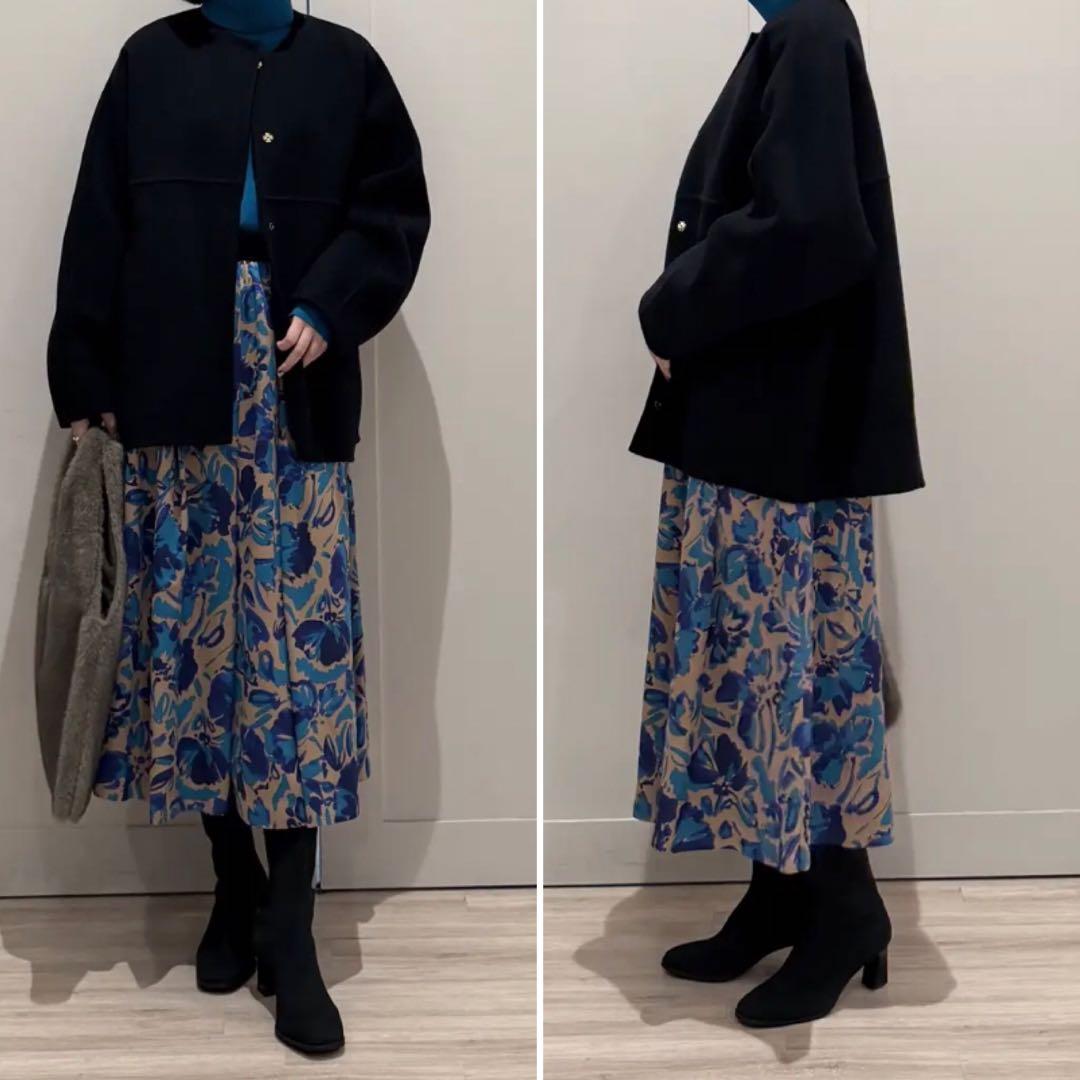 自由区　今季完売【SHIHOさん着用】ウールリバーノーカラー コート