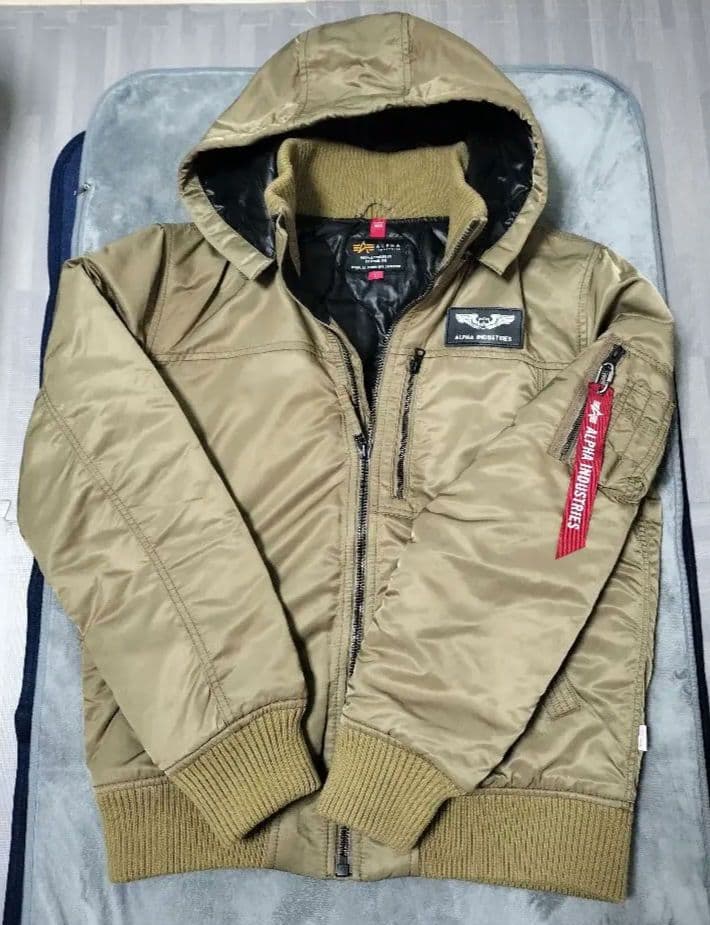 ALPHA カーキ ミリタリージャケット Lサイズ