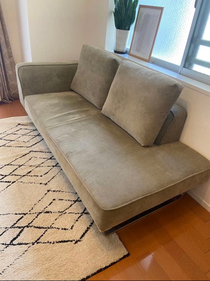 ファブリックコーデュロイカウチソファー　3人掛け