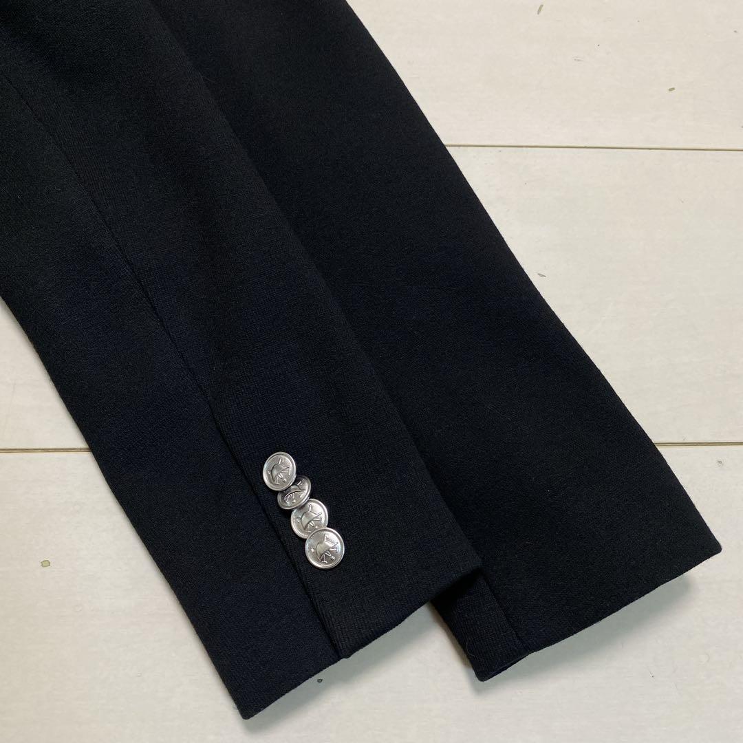 美品　ポロラルフローレン　レディース　ロゴクレストニットブレザー　ＸＳ　黒銀