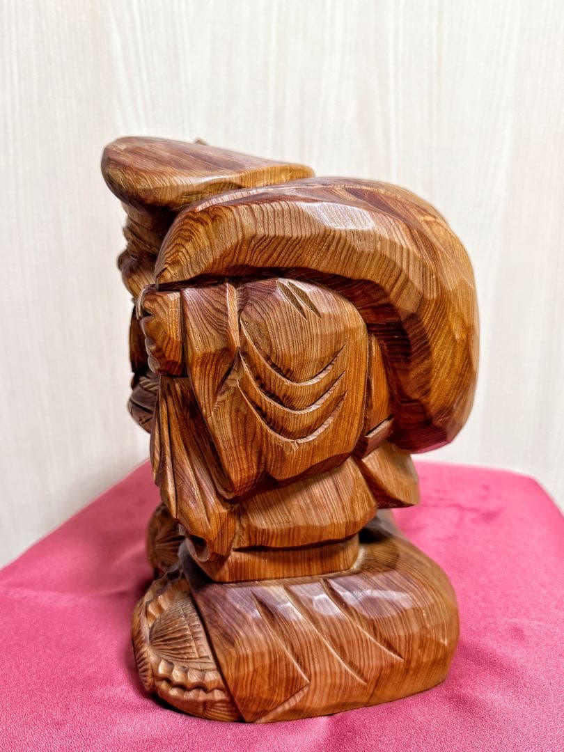 【美品】大黒天 七福神 木彫 仏像 彫刻 開運 置物 アンティーク インテリア