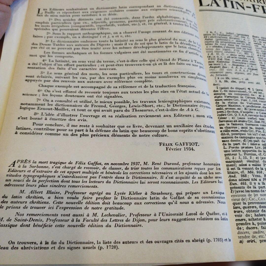 Dictionnaire Latin Français F. Gaffiot