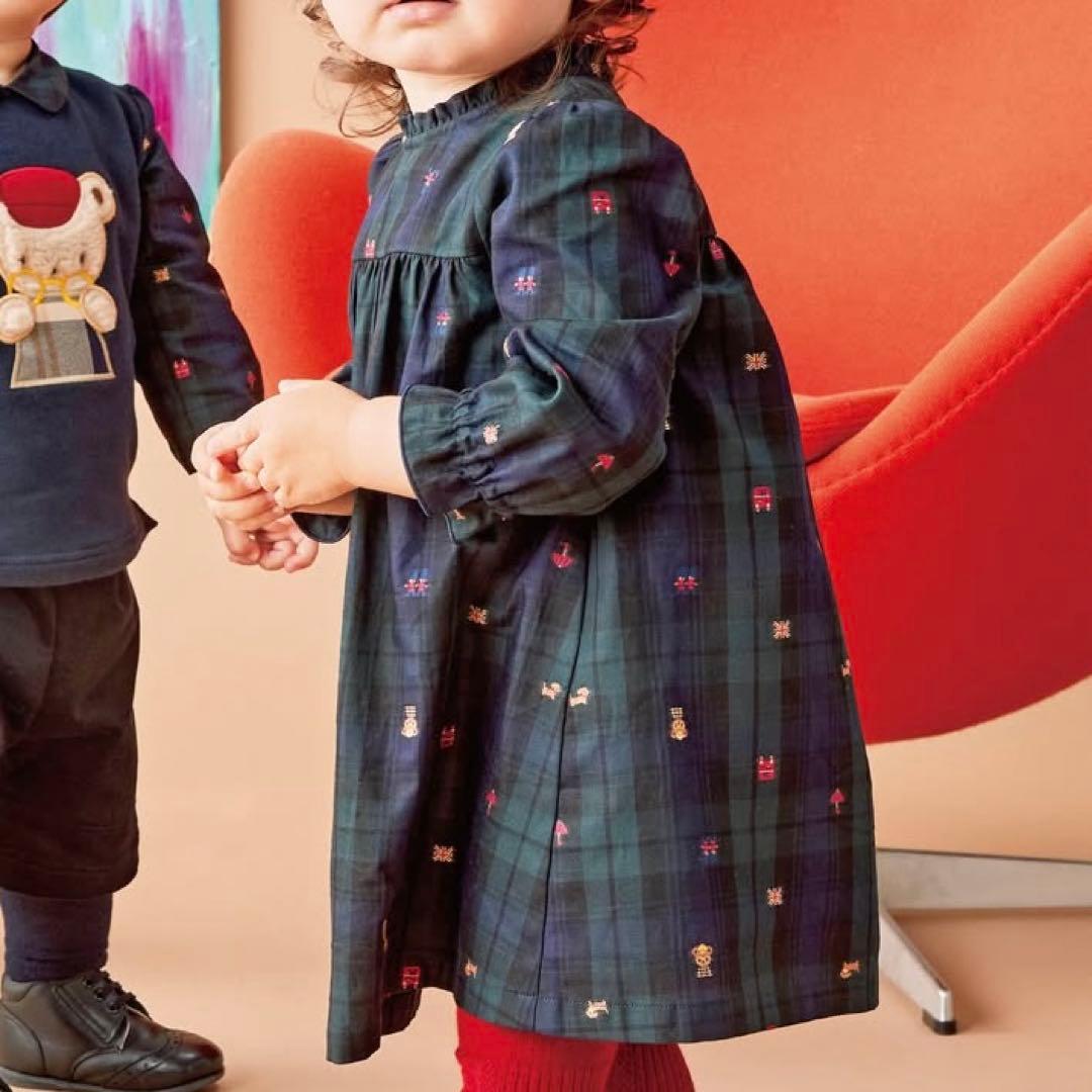 ファミリア　familiar 長袖プリントワンピース 100cm