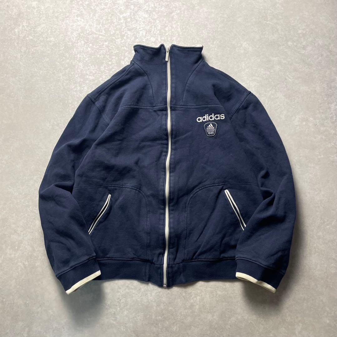 00sadidasスウェットトラックジャケットフェードダークネイビージャージ短丈