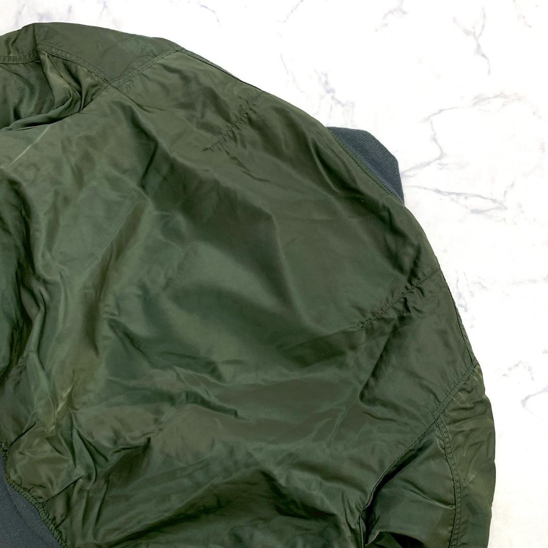 90s USA製 ALPHA MA-1 フライトジャケット カーキ L　D927