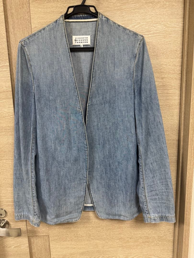 【状態良】Maison Margiela デニム ノーカラー ジャケット 46