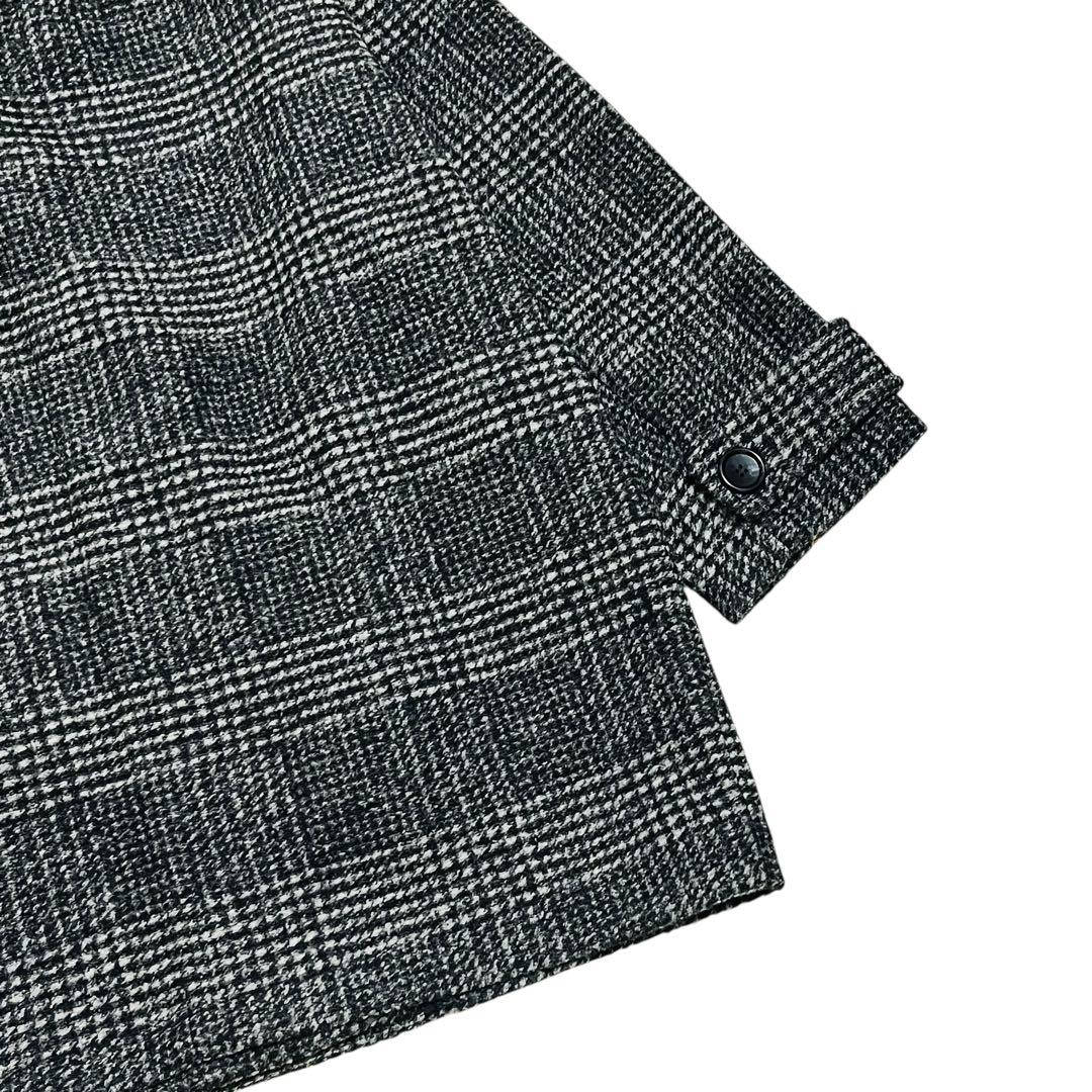 美品 24AW Spick & Span Wスライバーチェックハーフコート　黒