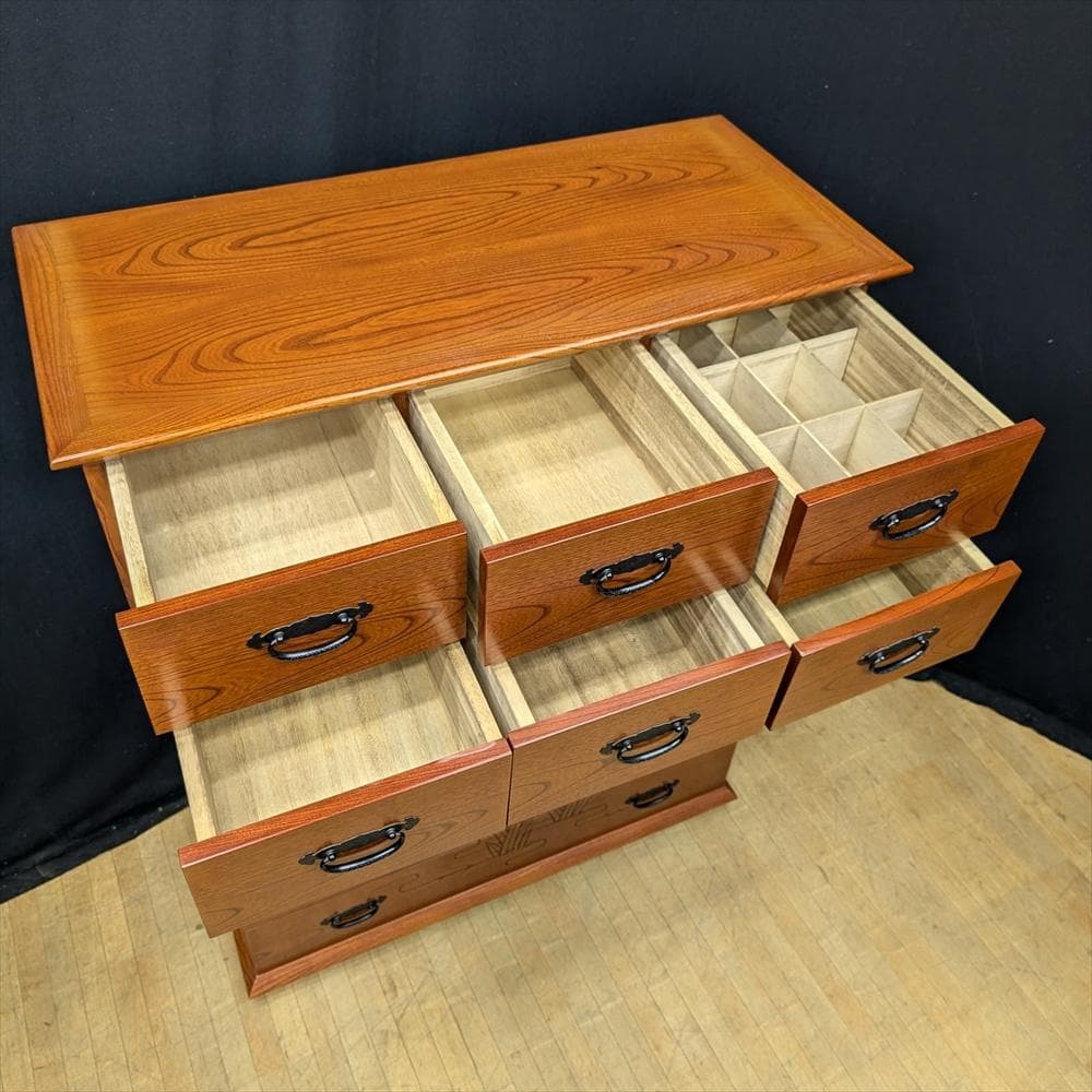 民芸家具　天然木　整理箪笥　箪笥　タンス　たんす　ハイチェスト　チェスト　引出し