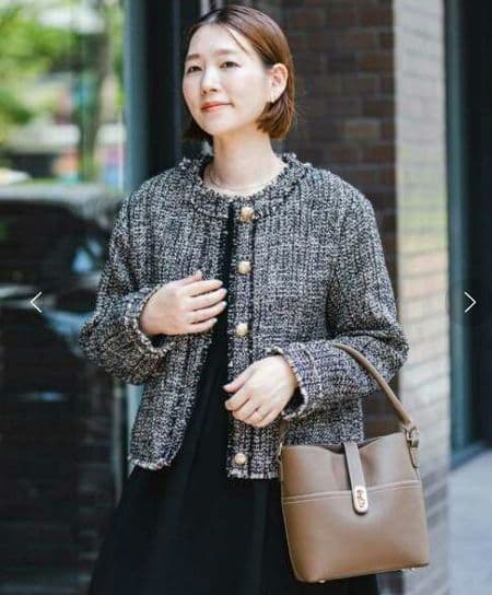 【美品】 F by ROSSO　ミックスツイードノーカラージャケット 人気