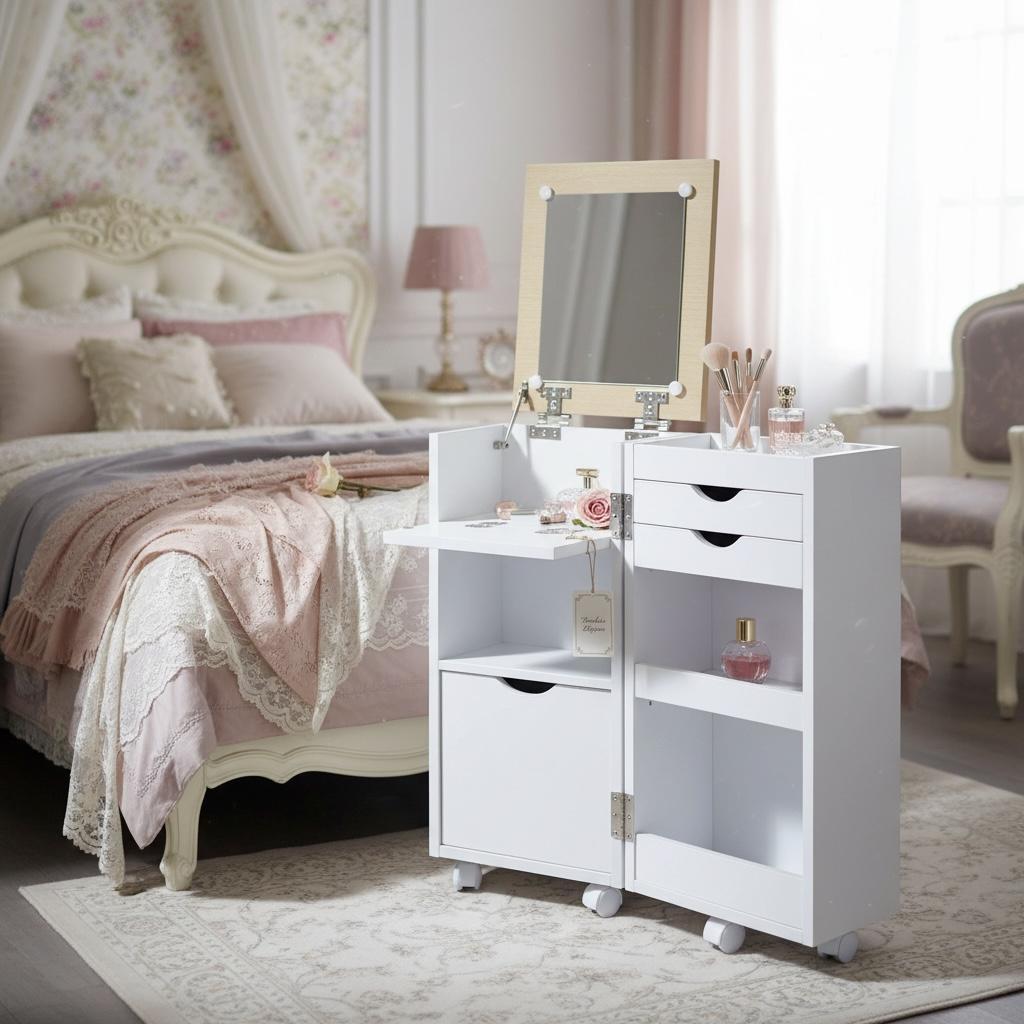 フォロー割【新品】コスメワゴン　大容量収納　ドレッサー　シンプル　北欧風