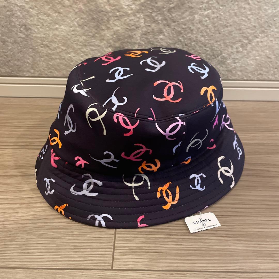 【新品未使用】CHANEL ココマーク総柄　バケットハット　ポリアミド　Ｌサイズ