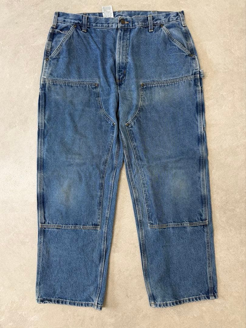 色落ち抜群 carhartt ダブルニーペインターパンツ デニム 40x32