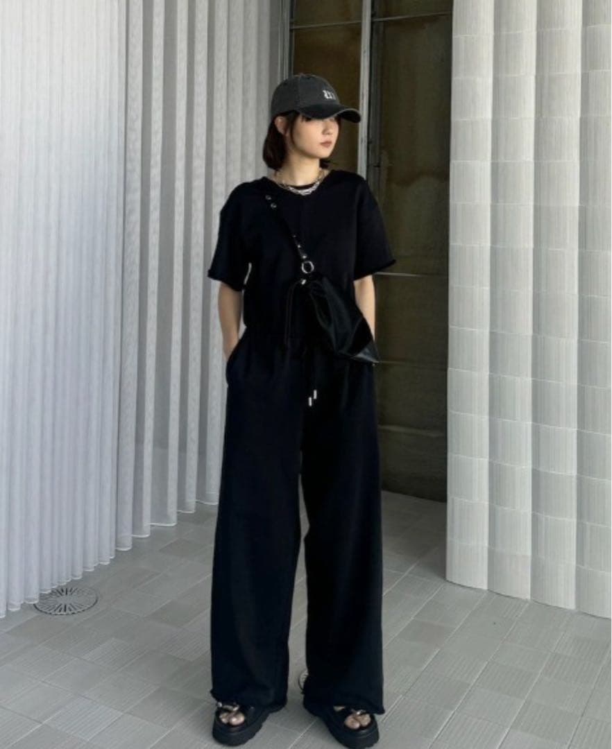 サロペット・オーバーオール・オールインワン AMERI BACK OPEN SWEAT ROMPERS