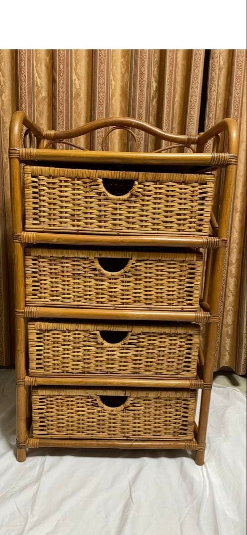 ナチュラルラタン 4段チェスト