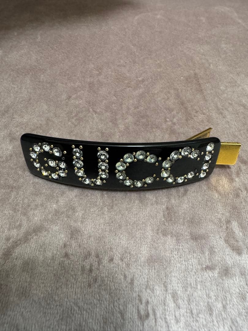 GUCCI ロゴラインストーンバレッタ ヘアピン ヘアクリップ クリスタル