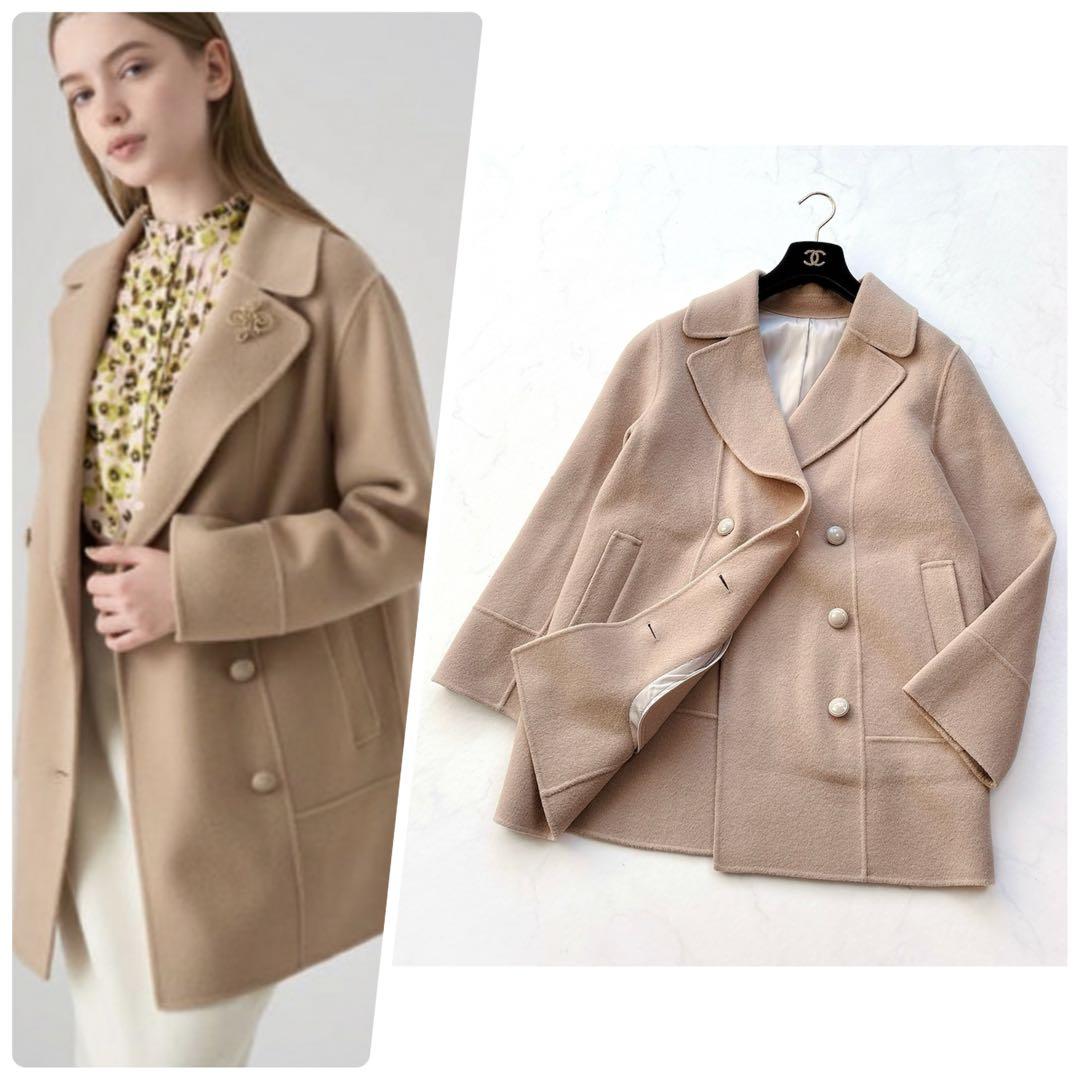 【ANAYI】定価7.9万　リバーピーコート　ミドル丈　ハーフコート キャメル