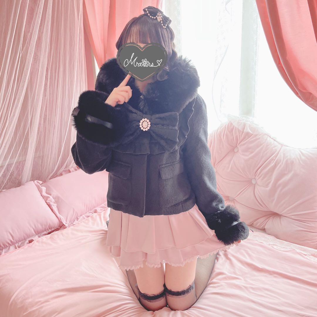 ❤︎mars　さきまるちゃんコラボ　ファーショートコート　ブラック❤︎