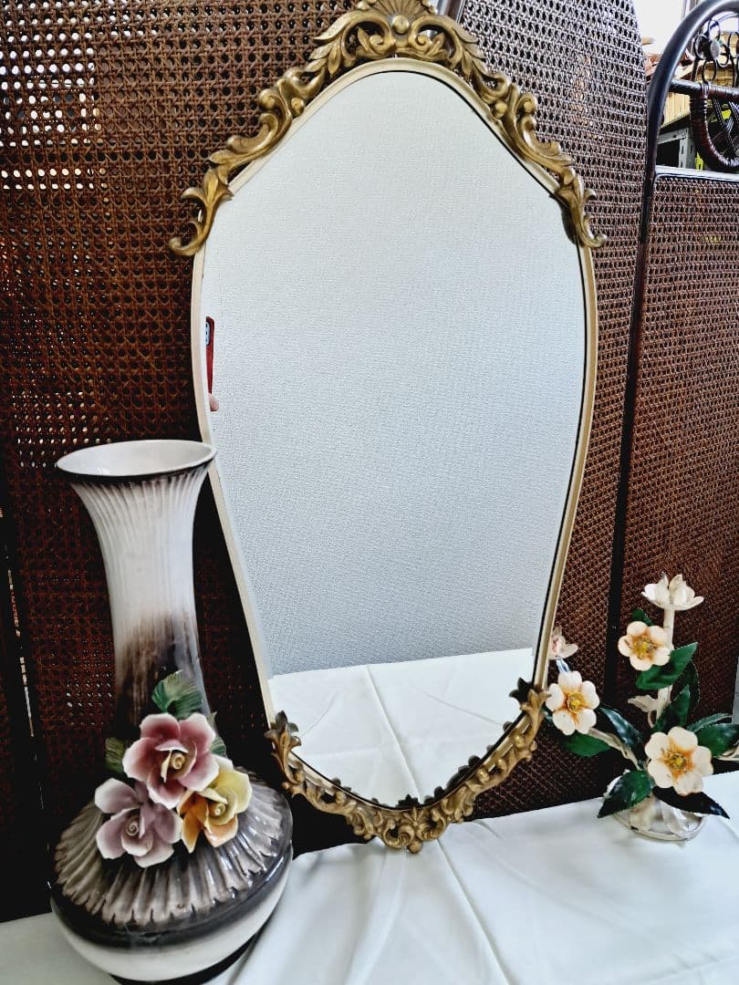 ☆ブロンズミラー壁掛けアンティークゴールデンクリエイティ☆