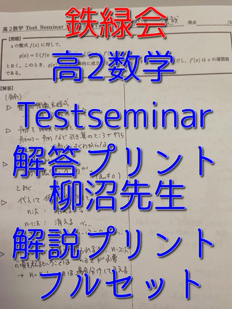鉄緑会の柳沼先生による高２数学Testseminarフルセット　駿台　河合塾