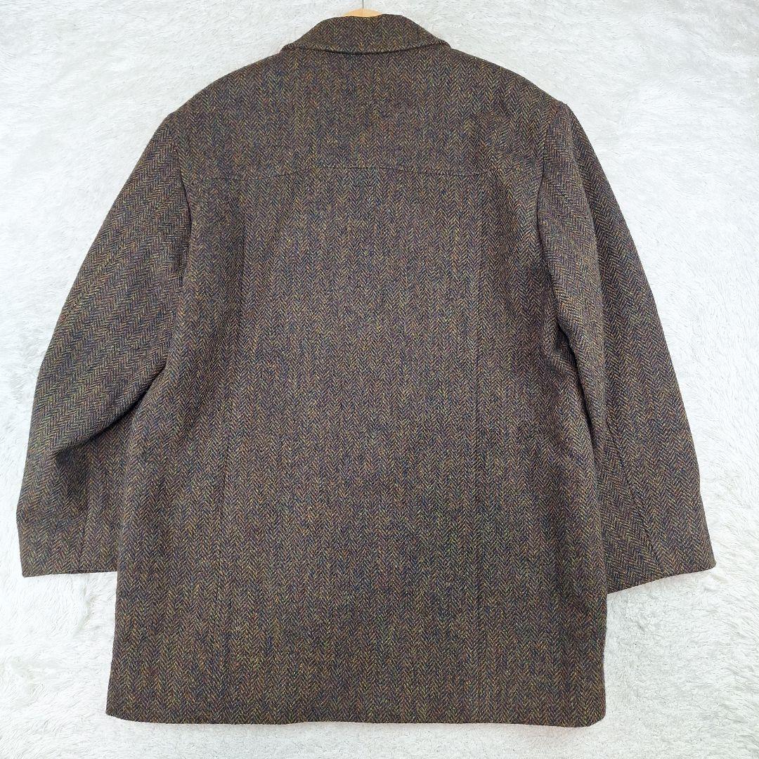 ハリスツイード　ハンティングコート　ヘリンボーン　ミックス　日本製　L