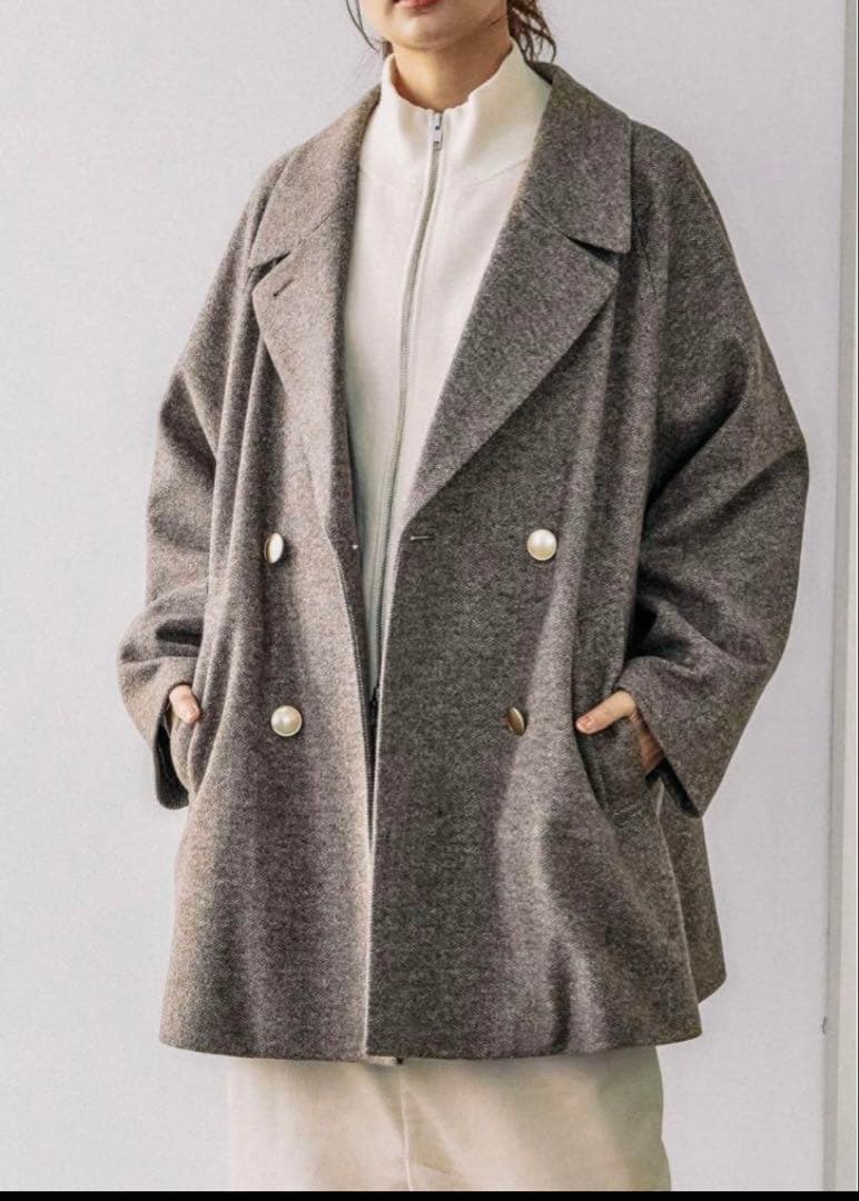 極美品！GLOBALWORK グローバルワーク 軽やかストレッチ衿2wayコート