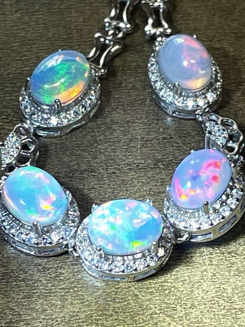 プレシャス　オパール5粒ブレスレットS925（新品未使用）高品質！虹色遊色♡