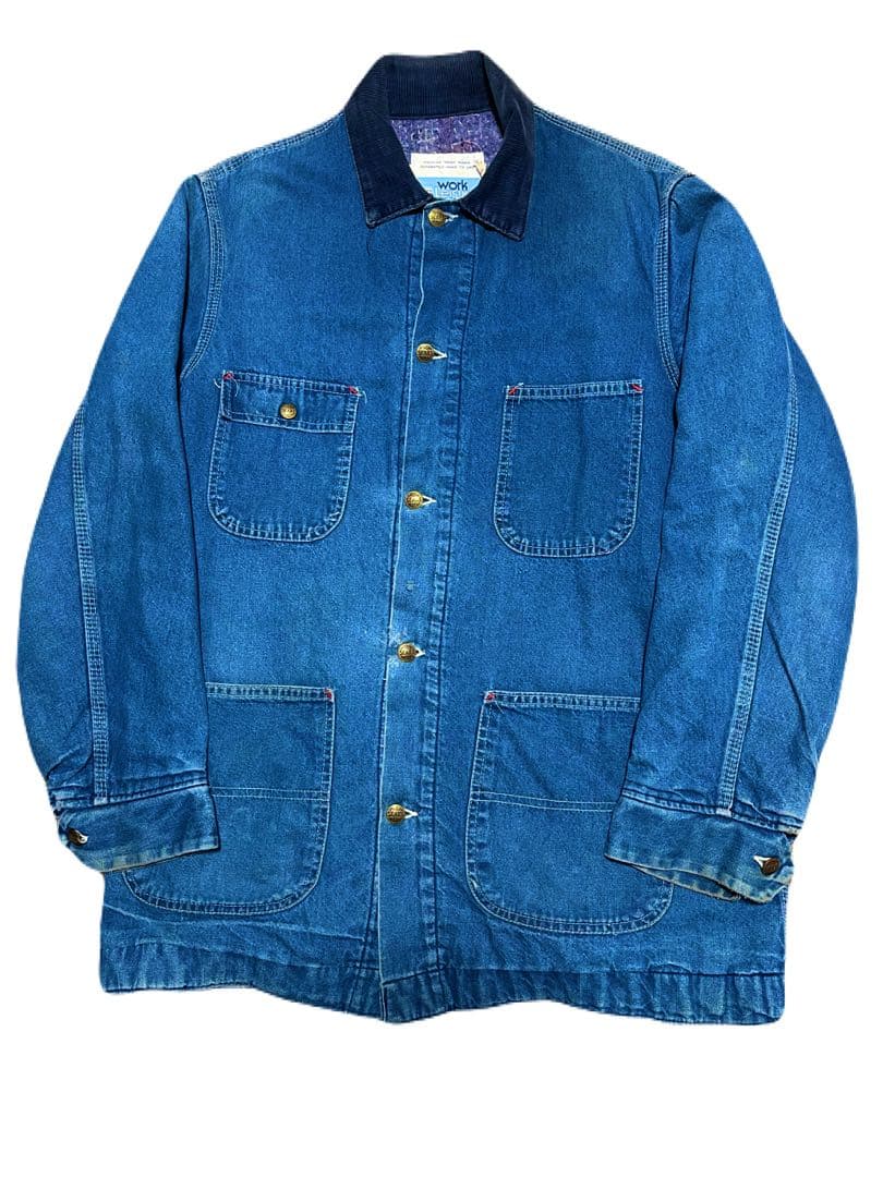 60s USA製 Sears デニムカバーオール 襟コーデュロイ ブランケット付