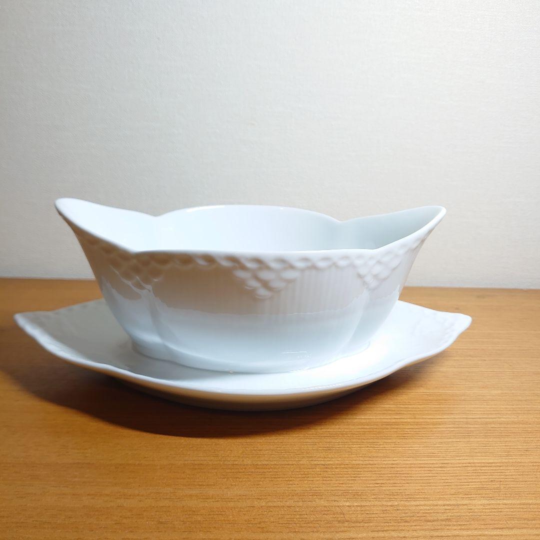 ロイヤルコペンハーゲン　ホワイトフルーテッドハーフレース　ソースボート