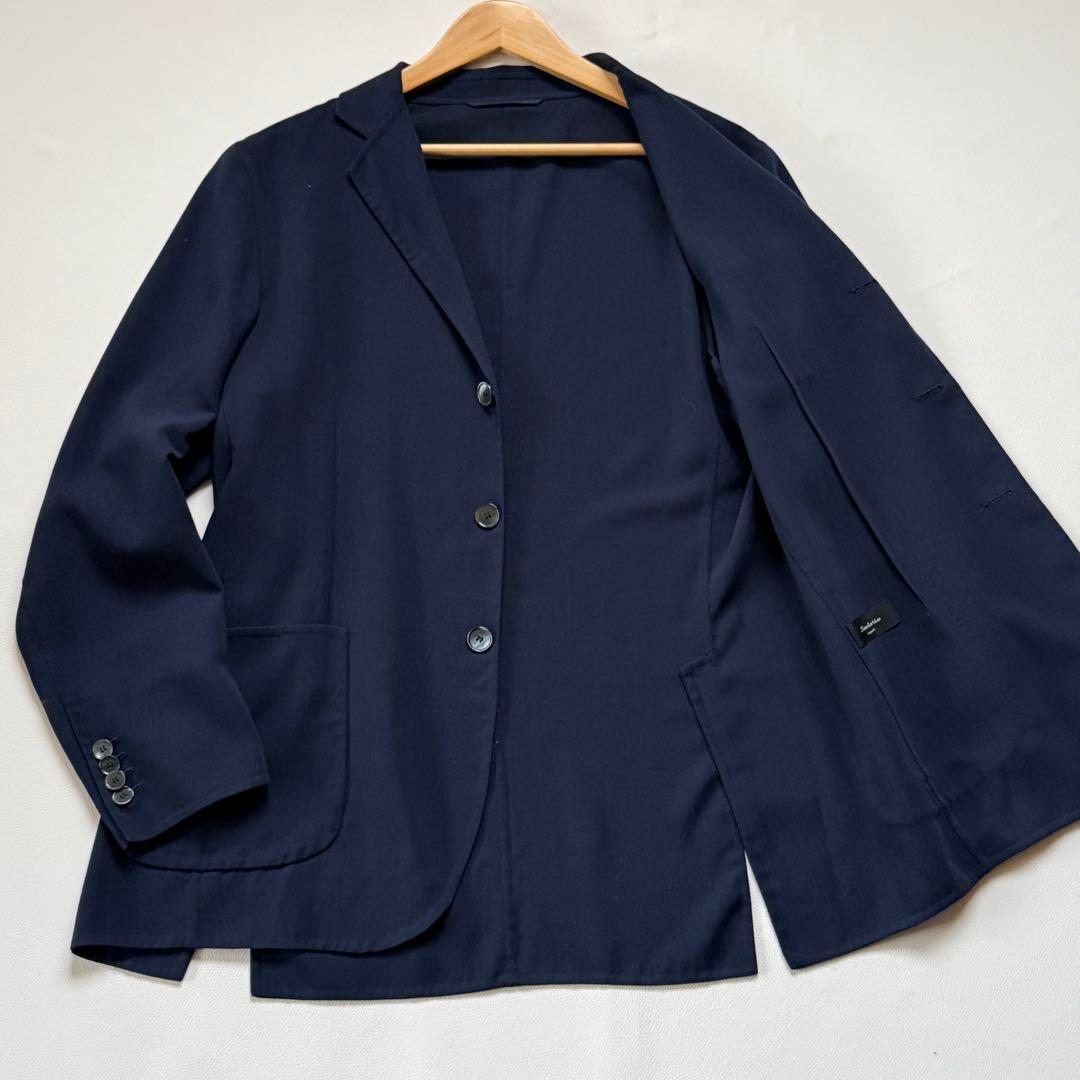 美品 テーラードジャケット 紺 シェルボタン サルトリオ イタリア製 50