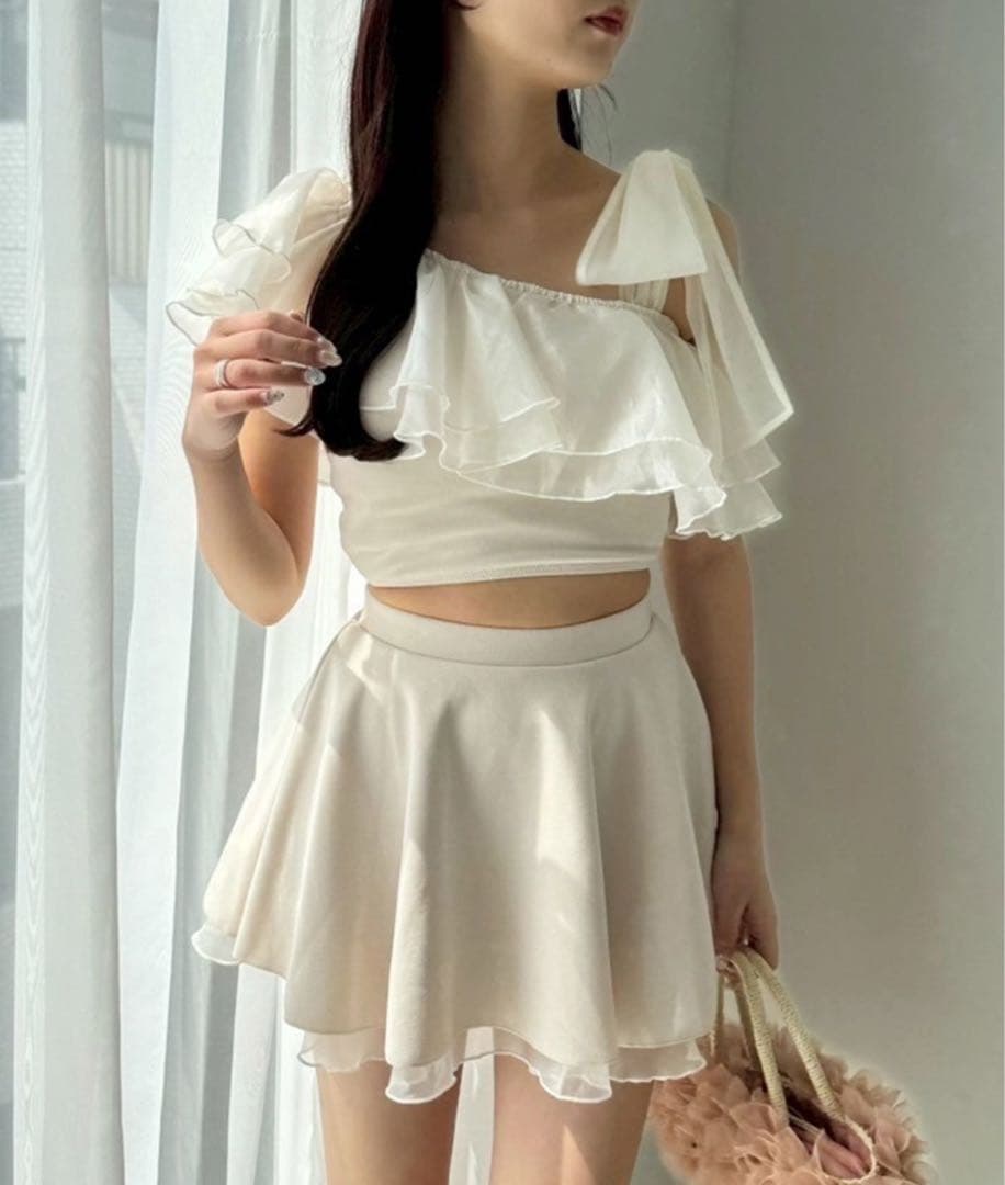 NICE CLAUP swimwear/肩リボンワンショルダー/3点セット　水着