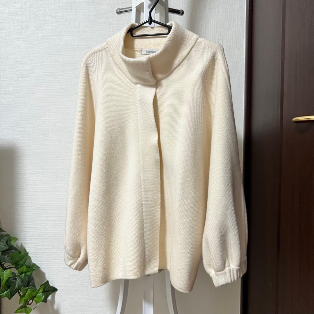 max maraマックスマーラノーカラージャケット ジップカーディガンアイボリー