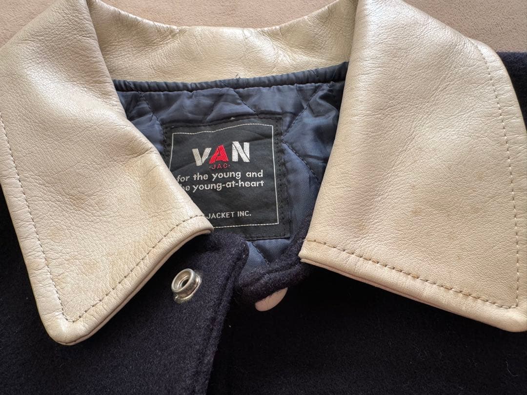 VAN JAC フード付き　スタジャン ネイビー ヴァンジャケット 古着 L